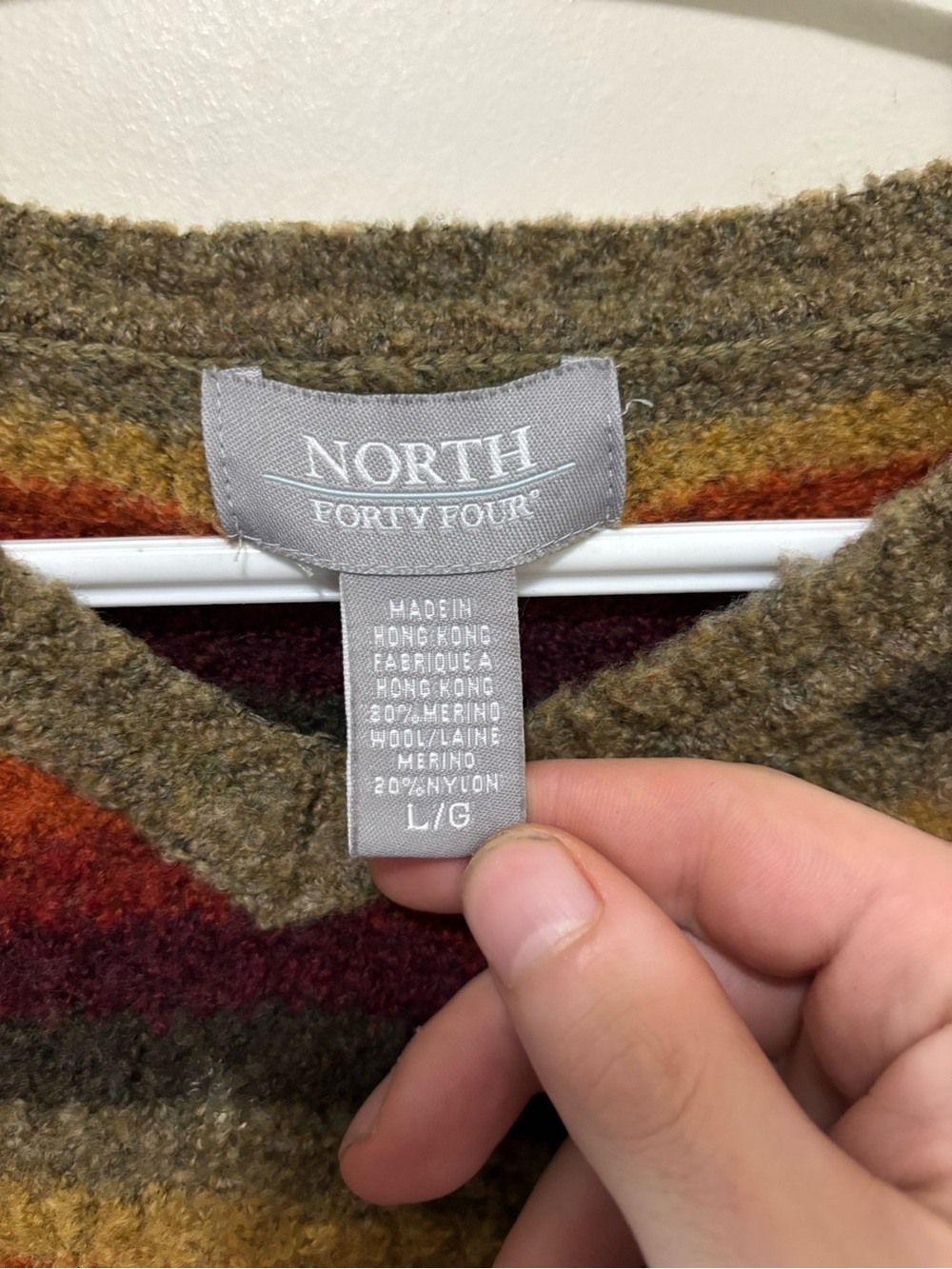 Vintage North Forty Four 80% Merino Wool Multi-Color Striped V-Neck Sweater - Picture 3 of 3